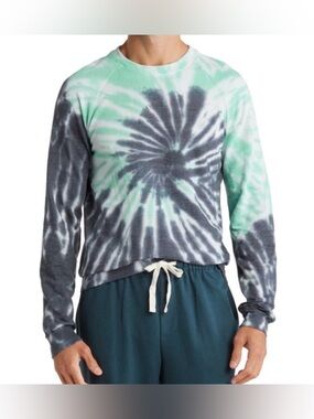 NWT Surf & Swim Co Raglan Terry Tie Dye Crewneck Sweatshirt Green/ Grey - Size S